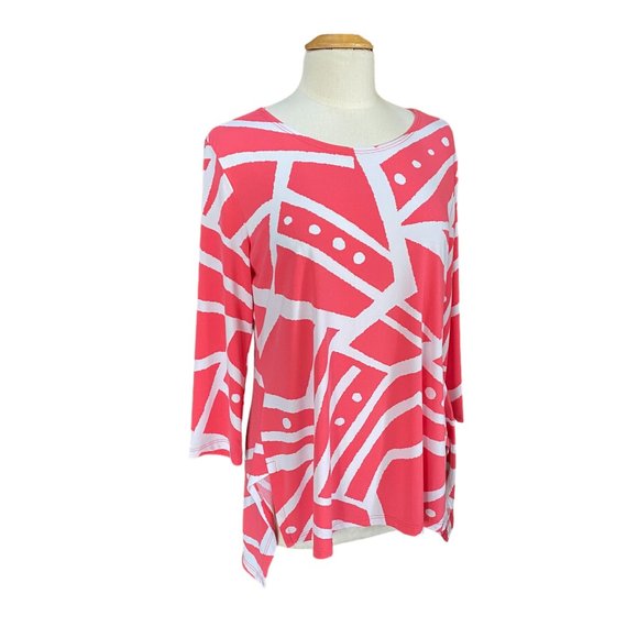 NWT Clara Sun Woo Abstract Stripes + Dots Tunic Parachute Hem Resortwear Top-M - Picture 2 of 14
